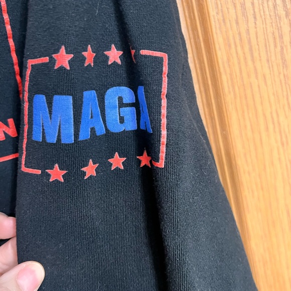 Black Graphic Hooded Sweatshirt with Red & Blue Logo - Picture 3 of 6